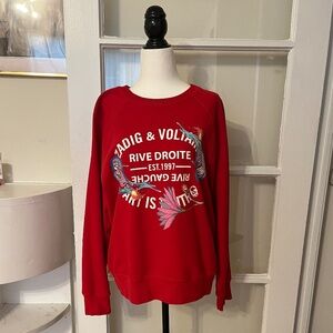 Zadig & Voltaire Medium Crewneck Red Logo Sweatshirt